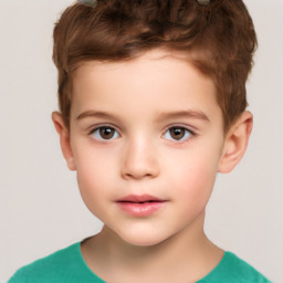 Neutral white child male with short  brown hair and brown eyes