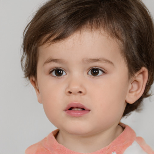 Neutral white child male with medium  brown hair and brown eyes