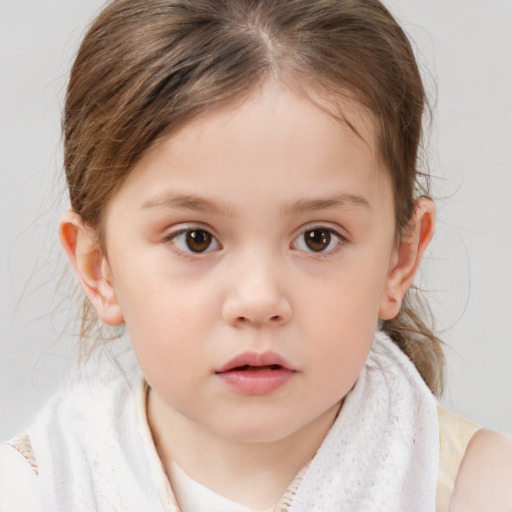 Neutral white child female with medium  brown hair and brown eyes