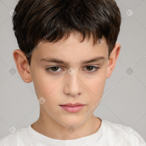 Neutral white child male with short  brown hair and brown eyes