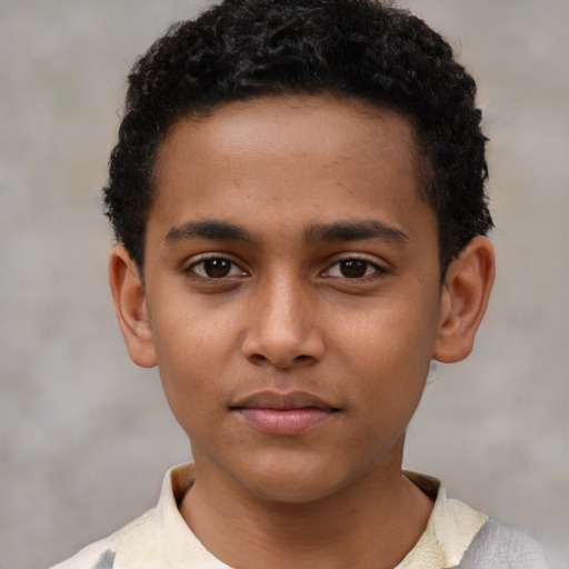 Neutral black child male with short  brown hair and brown eyes