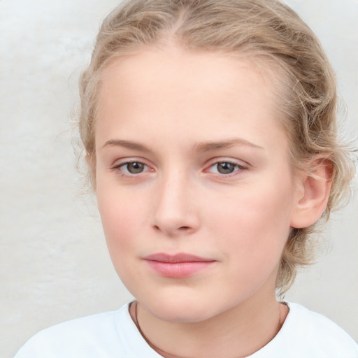 Neutral white young-adult female with medium  brown hair and blue eyes