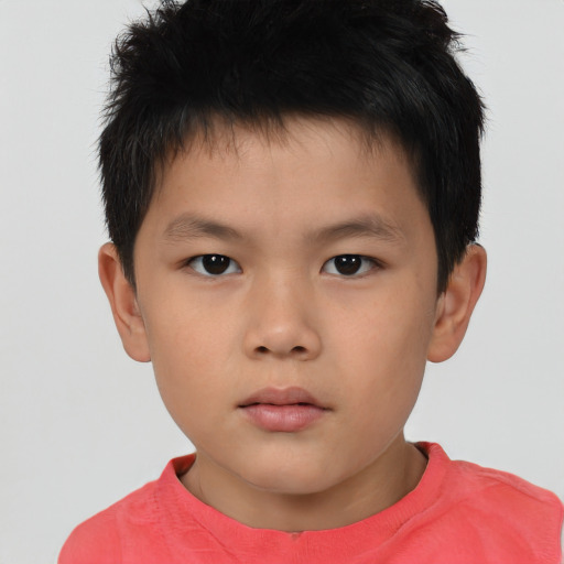 Neutral asian child male with short  brown hair and brown eyes