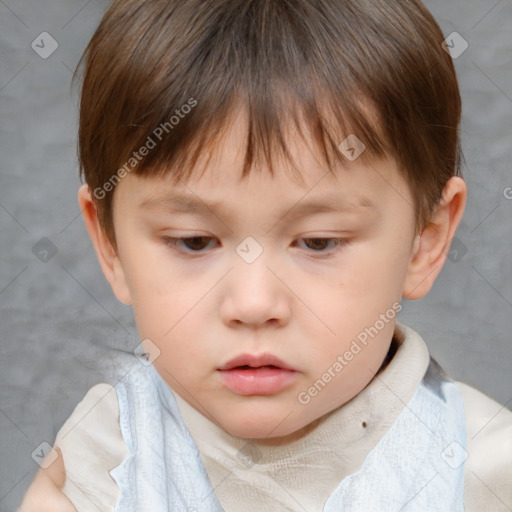 Neutral white child female with short  brown hair and brown eyes