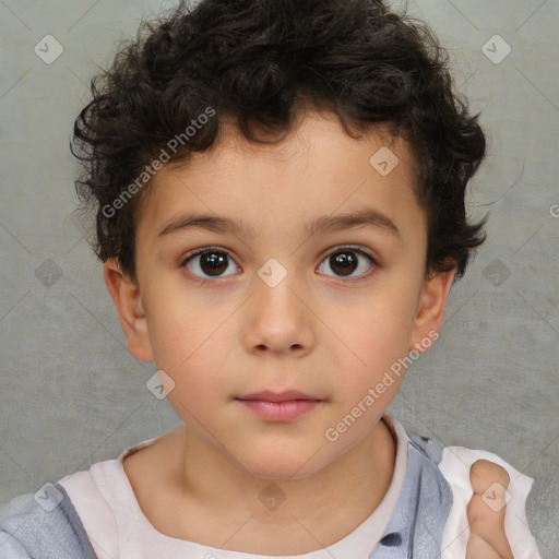 Neutral white child male with short  brown hair and brown eyes