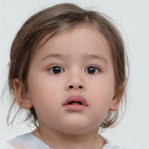 Neutral white child female with medium  brown hair and brown eyes