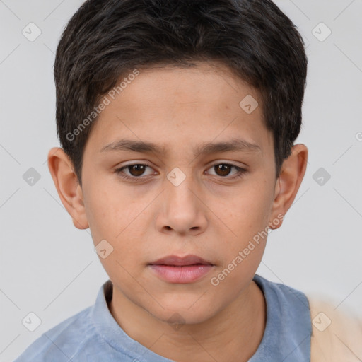 Neutral white child male with short  brown hair and brown eyes