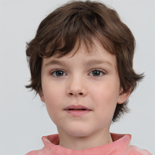 Neutral white child female with short  brown hair and brown eyes