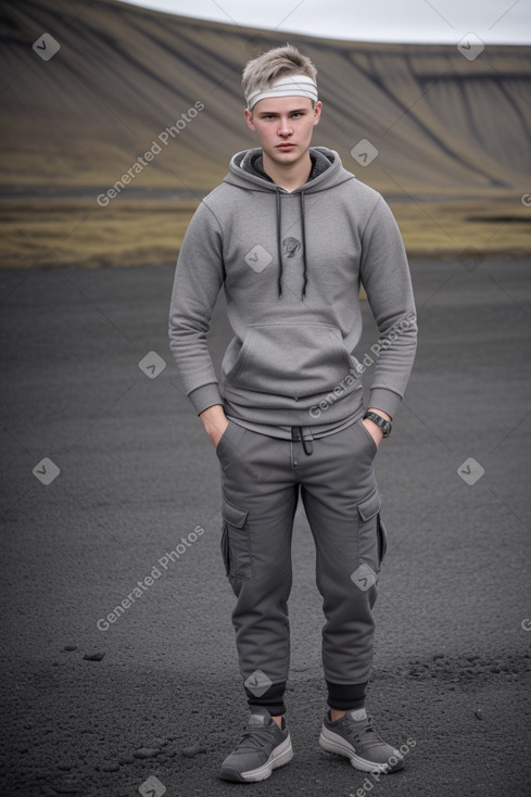 Icelandic young adult male with  gray hair