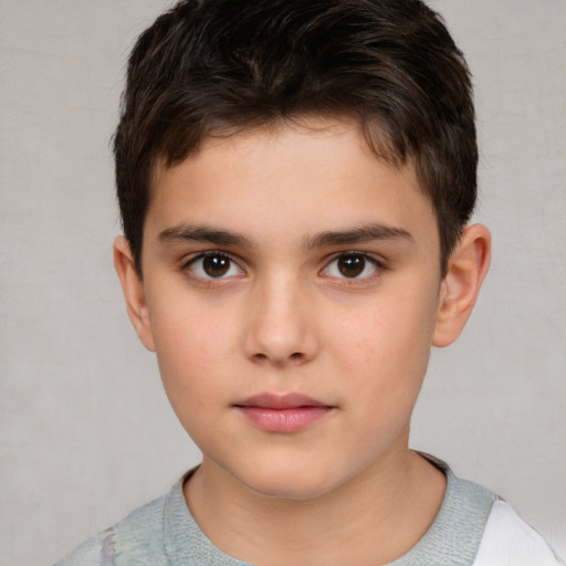 Neutral white child male with short  brown hair and brown eyes