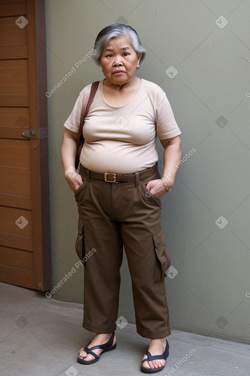 Thai elderly female with  brown hair