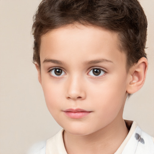 Neutral white child male with short  brown hair and brown eyes