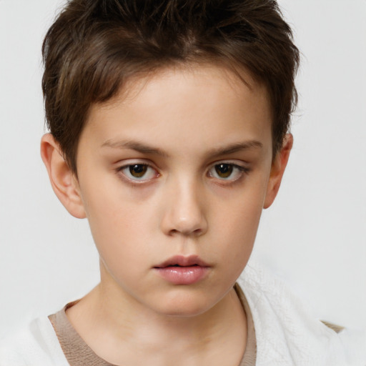 Neutral white child female with short  brown hair and brown eyes