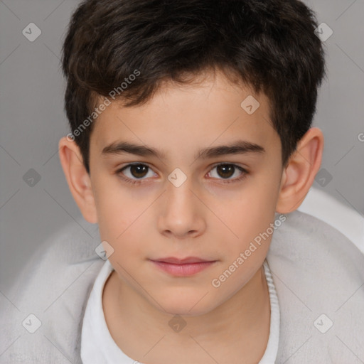 Neutral white child male with short  brown hair and brown eyes