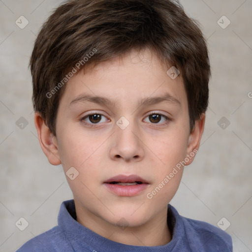 Neutral white child male with short  brown hair and brown eyes