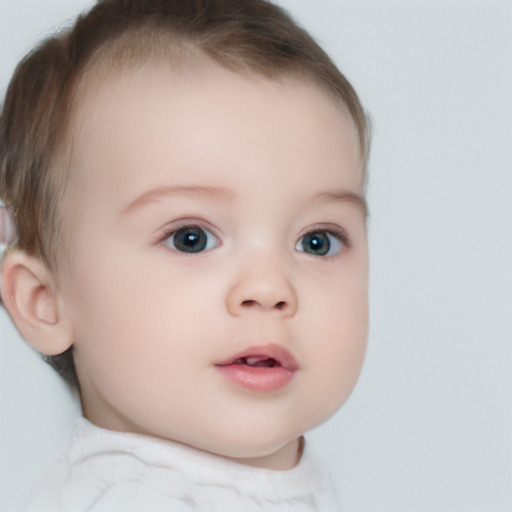 Neutral white child female with short  brown hair and brown eyes