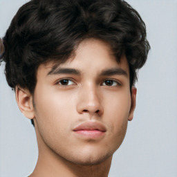 Neutral white young-adult male with short  black hair and brown eyes