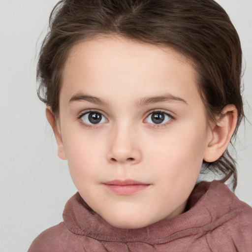 Neutral white child female with medium  brown hair and brown eyes