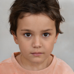 Neutral white child female with short  brown hair and brown eyes