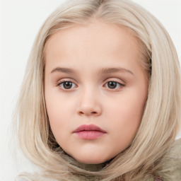 Neutral white child female with long  brown hair and brown eyes