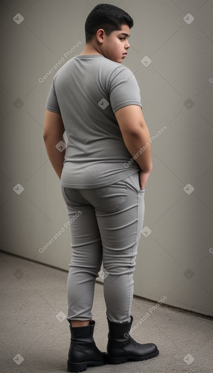 Hispanic teenager boy with  gray hair