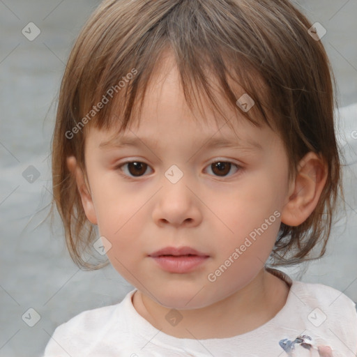 Neutral white child female with medium  brown hair and brown eyes