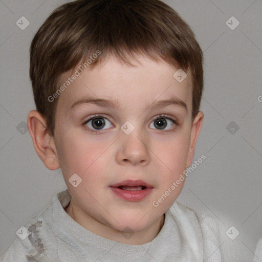 Neutral white child male with short  brown hair and brown eyes