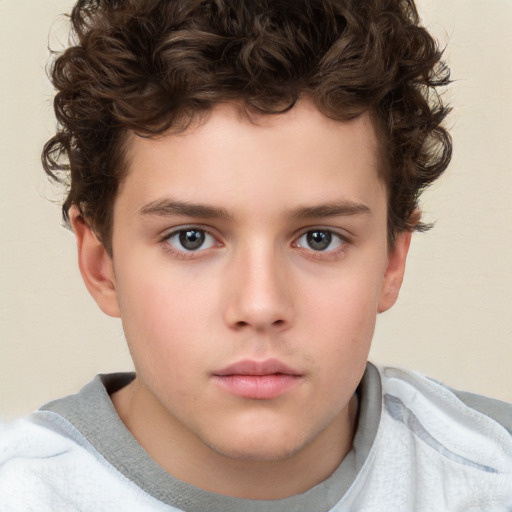 Neutral white child male with short  brown hair and brown eyes