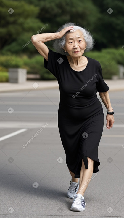 Chinese elderly female with  black hair