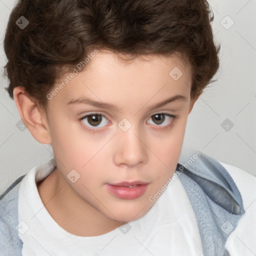 Neutral white child male with short  brown hair and brown eyes