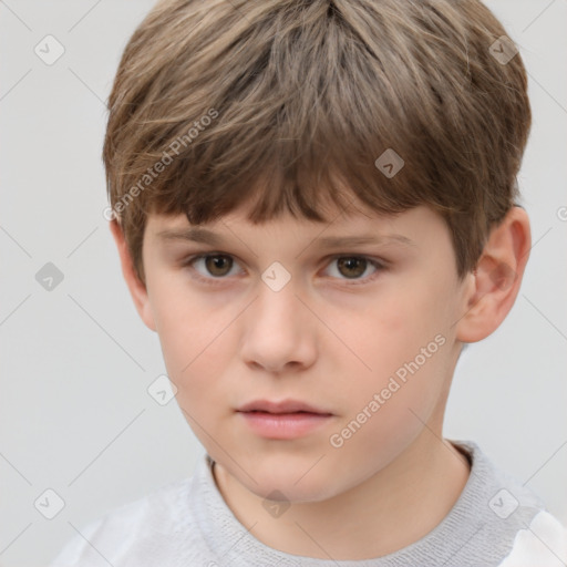 Neutral white child male with short  brown hair and brown eyes