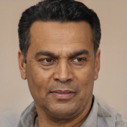 Joyful latino adult male with short  black hair and brown eyes