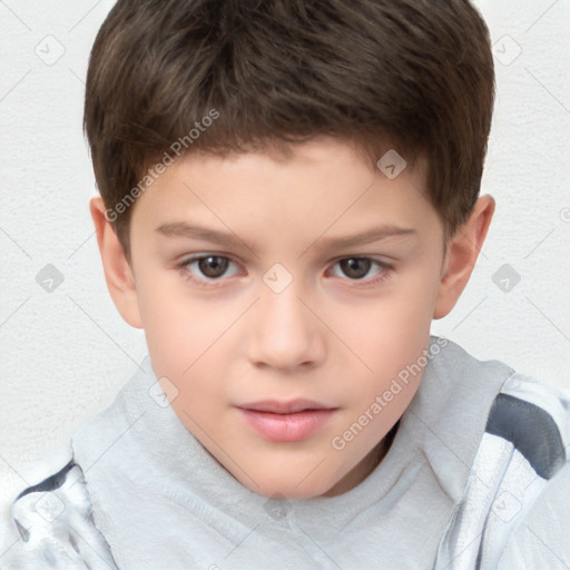 Neutral white child male with short  brown hair and brown eyes