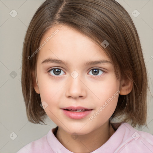 Neutral white child female with medium  brown hair and brown eyes