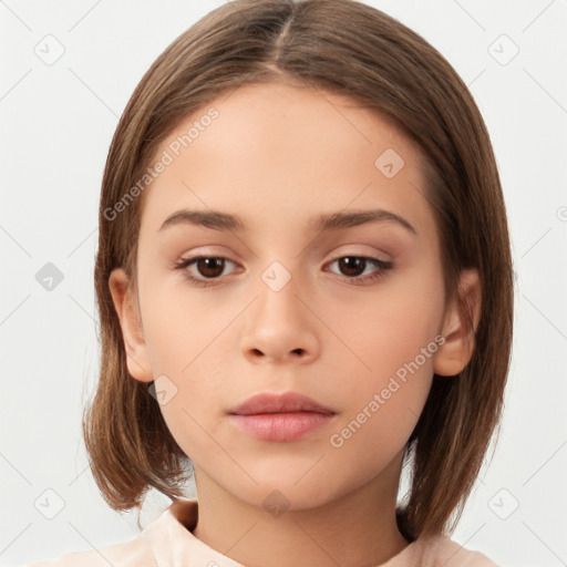 Neutral white child female with medium  brown hair and brown eyes