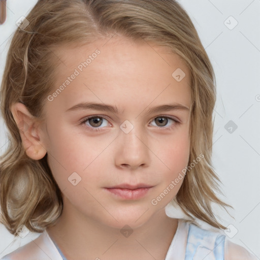 Neutral white child female with medium  brown hair and brown eyes