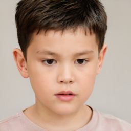 Neutral white child male with short  brown hair and brown eyes