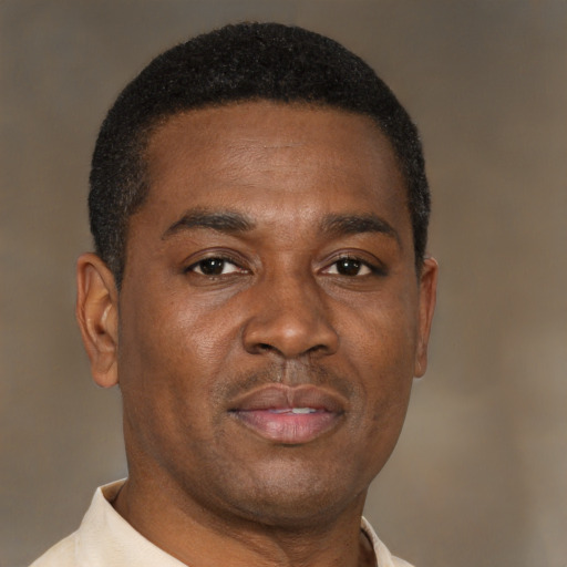 Neutral black young-adult male with short  brown hair and brown eyes