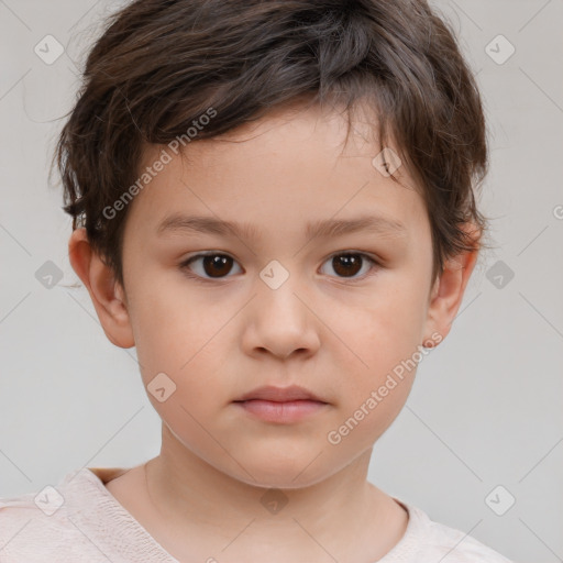 Neutral white child male with short  brown hair and brown eyes