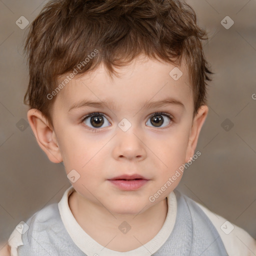 Neutral white child male with short  brown hair and brown eyes