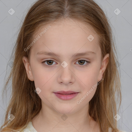 Neutral white child female with medium  brown hair and brown eyes