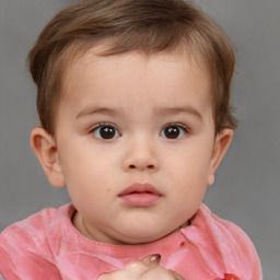 Neutral white child female with short  brown hair and brown eyes