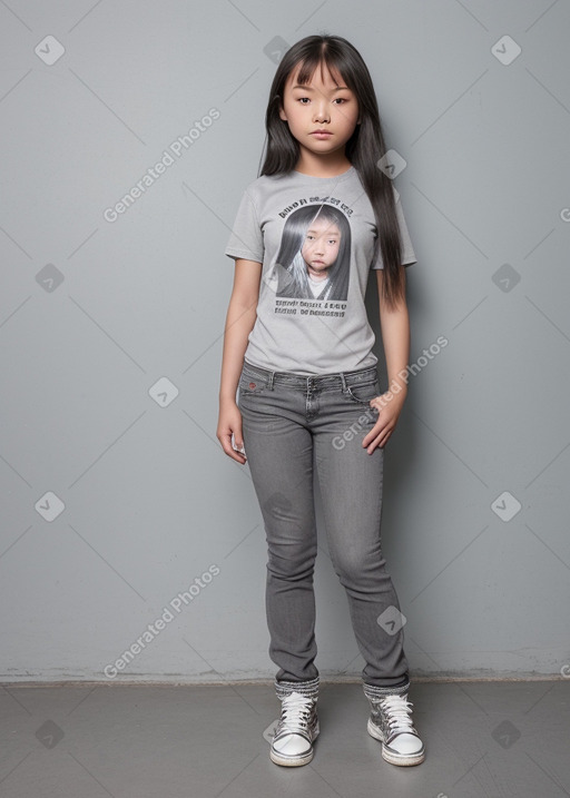 Mongolian child female with  gray hair