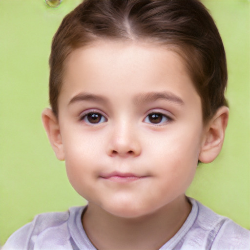 Neutral white child female with short  brown hair and brown eyes