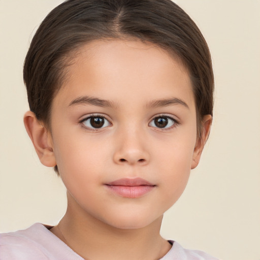 Neutral white child female with short  brown hair and brown eyes