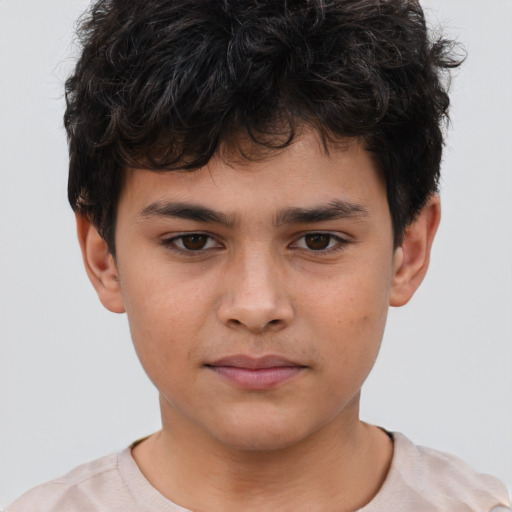 Neutral asian child male with short  brown hair and brown eyes