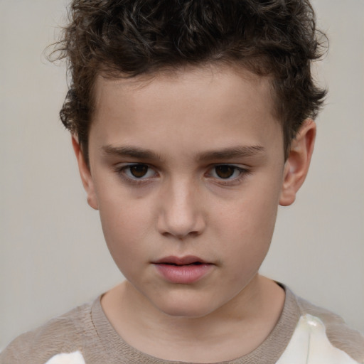 Neutral white child male with short  brown hair and brown eyes