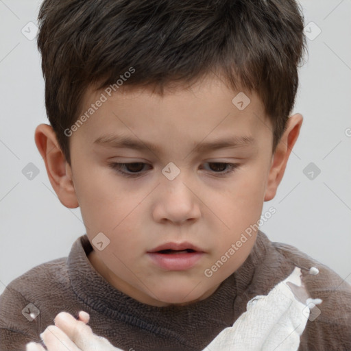 Neutral white child male with short  brown hair and brown eyes