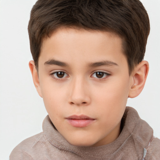 Neutral white child male with short  brown hair and brown eyes