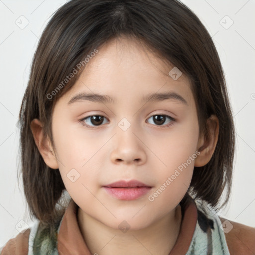 Neutral white child female with medium  brown hair and brown eyes